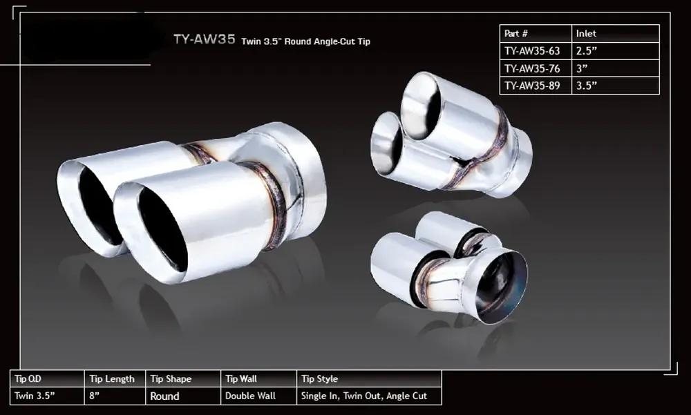 XForce Twin 3.5" Round Angle Cut Dual Wall 2.5" Inlet Editor’s Pick